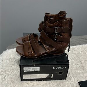 RUDSAK Dark Brown Strappy Sandals